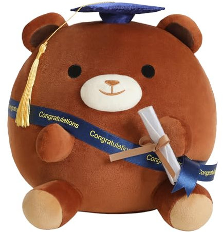 Xfrog Graduation Bear Plüschkissen 10 Kuscheltier Plüschspielzeug Absolvent Plushie Süßes Stofftier Abitur Geschenke für Kinder Mädchen Jungen 25CM