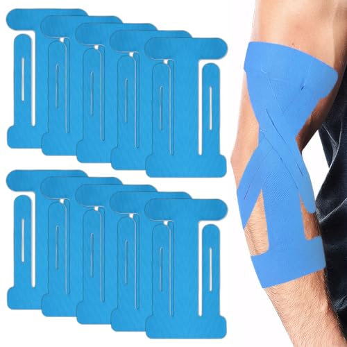 10 Stück Knie Tape,Hautfreundliches Knietape,Knie Tape Vorgeschnitten Elastisches & Wasserdichtes,Tape Knie Stabilisierung Ideal für Sport & Fitness (Blau)