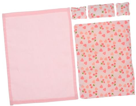 GALPADA 1 Satz Puppenhausbettwäsche puppenstubenmöbel Dollhouse Furniture Dollhouse playmobile Plüsch Zubehör Puppenbett Mini-Bettdekorationen Mini-Schlafzimmerdekorationen Stoff Rosa