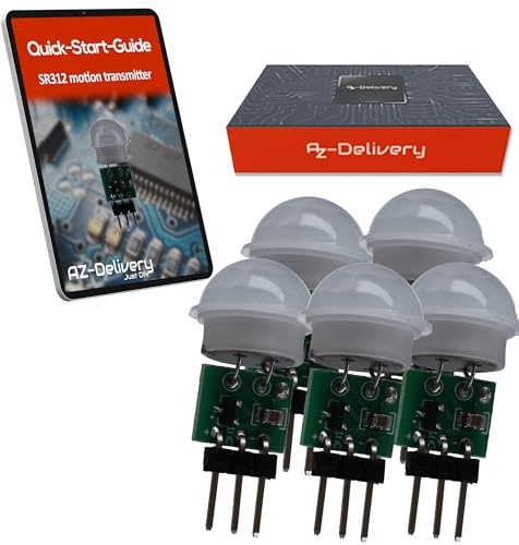 AZDelivery 5X SR312 Mini PIR Bewegungssensor 12V – Infrarot IR Sensor Modul für Arduino, 2,7–12V, 100° Erfassung, 5m Reichweite, kompakter Bewegungsmelder, HC-SR501 Alternative