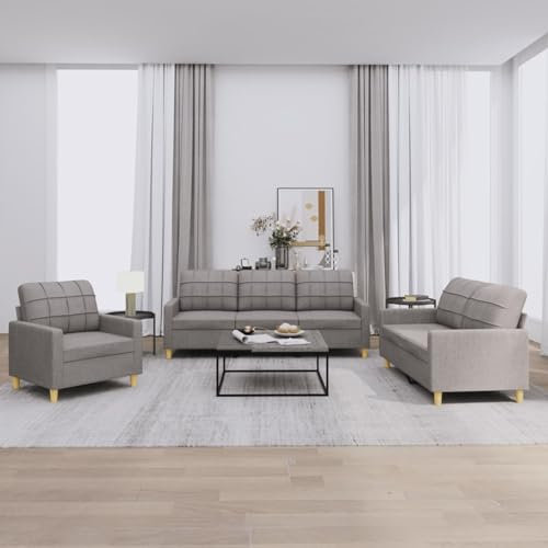 Snsowed 3-TLG. Sofagarnitur mit Kissen Taupe Stoff, Sofa Mit Relaxfunktion, Couchgarnitur, Wohnzimmer Sofa, Couch, Sofa Set 3201249