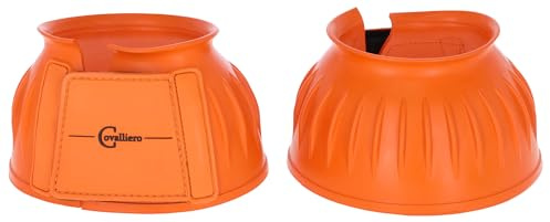Covalliero Hufglocken aus Gummi | Größe Pony, 1 Paar, orange, weiches Gummimaterial, Springglocken mit Klettverschluss zum Schutz der Pferdehufe