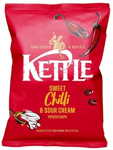 Kettle Chips Hand Cooked Potato Crisps, Packs Of 18 x 40g (Sweet Chilli & Sour Cream)