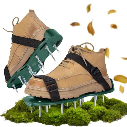 Sikeydels Rasenlüfter Nagelschuhe - Der ideale Rasenbelüfter, Aerifizierer Gartenschuhe, Rasen-Belüfter-Sandalen Rasenlüfterschuhe, rutschfestes, Strapazierfähig, bequem und stabil, belüfteten