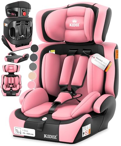 Kidiz®, seggiolino auto i-Size R129 100-150 cm fino a 12 anni, seggiolino per bambini gruppo 1/2/3 senza Isofix, seggiolino per bambini a crescita regolabile, cintura a 5 punti e poggiatesta