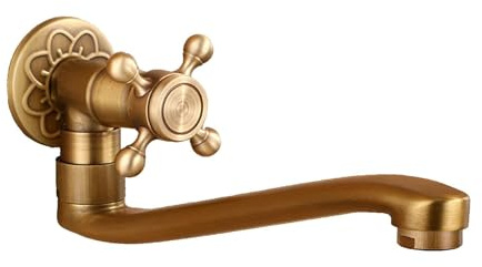 SXWYLZ Wasserhahn Kaltwasser Wandmontage 180 ° Waschbecken Schwenkhahn Kalt Armatur Küchenspüle Kreuzgriff Geeignet für Mop Pool