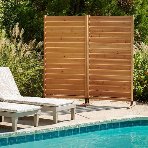 6.1ft H x 3.1ft W (1 Panel) Freestanding or Surface Mounted Enclo Privacy Screen, Wood Fence Screen, Outdoor or Indoor Decorative Privacy Panel, Great for Balcony, Patio, Deck, AZ18031
