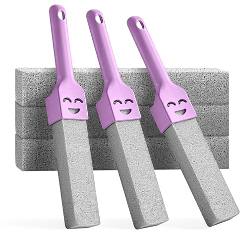 MOPUBZO 6-delat bimssten toalettrengöringsset, WC-rengöringssten mot urinsten & kalk, 3 handtag + 6 bimsstenar, kraschfri pumice sten för toalett, kemifri wc-rengöring (grå)