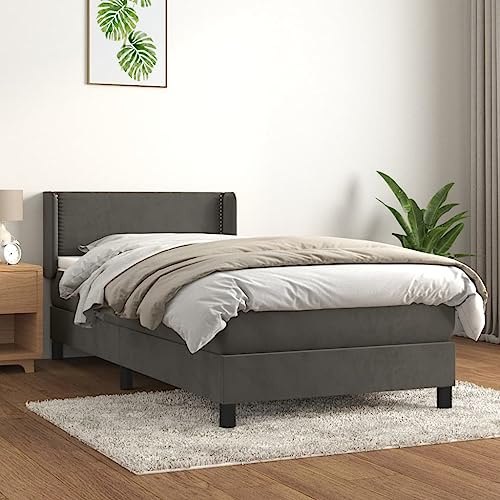 QZZCED Bett mit verstellbarem Kopfteil und Taschenfederkernmatratze für einen erholsamen Schlaf, weicher Samt und Unterstützung von mittlerer Härte, Matratzenschutz inklusive