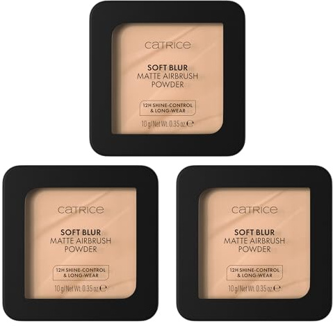 Catrice Soft Blur Matte Airbrush Powder, Nr. 020N, Nude, langanhaltend, mattierend, matt, für trockene Haut, vegan, ölfrei, ohne Parfüm, ohne Alkohol, 3er Pack (3x10g)