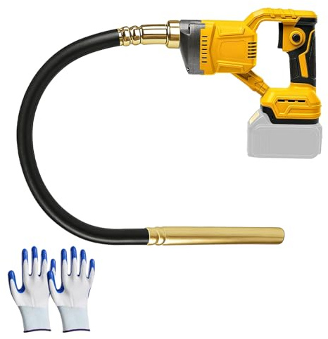 Cordless Concrete Vibrator for Dewalt Battery with 1.2m Shaker Hose | 6000RPM Handheld Concrete Vibrating Tool Electric Concrete Vibrator Poker Cement Vibrator for Cement Pour, Mix, Compacting
