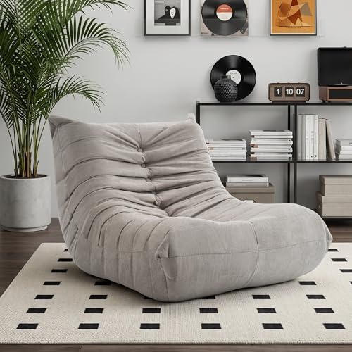XH.Easy Go Togo Sofa, Sitzsack Sofa für Erwachsene,Togo Boneless Sessel mit Memory Schaum, Sitzsäcke Bodensofa Mit Ergonomischem Design, Bean Bag Chair für Schlafzimmer Wohnzimmer,Grau