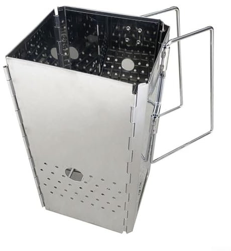 Collapsible For Charcoal Starter Chimney with Stainless Steel, Designed for Rapid For Charcoal Lighting and Portable Use on Camping and BBQ Trips