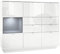 Vladon Highboard Sideboard Metro V2, Made in Germany, Korpus in Weiß Hochglanz/Fronten in Weiß Hochglanz mit Einsatz in Grau Hochglanz, inkl. LED Beleuchtung