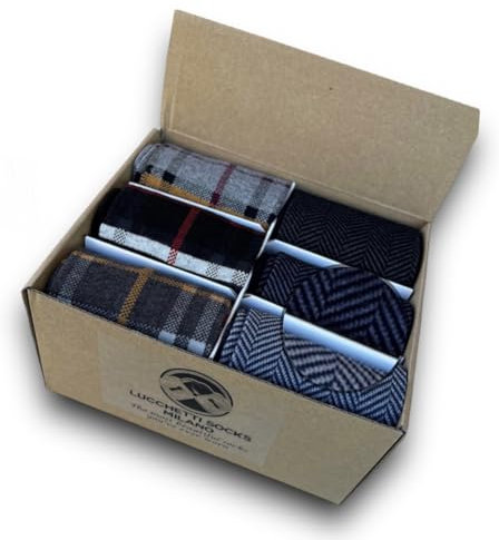 Lucchetti Socks Milano Scatolina Idea Regalo 6 Paia Calze Fantasia Uomo Lunghe Made in Italy Colorate Invernali Pois Righe Confortevoli (Taglia unica, Set Je t'aime)