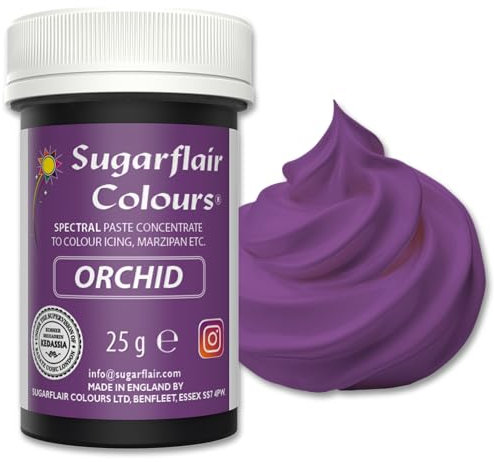 Sugarflair Spectral Orchid Lebensmittelfarbe Paste, hochkonzentrierte Lebensmittelfarbe für Buttercreme, Zuckerpaste, Royal Icing, Kuchenmischungen und mehr! Lebensmittelfarbstoff - 25g
