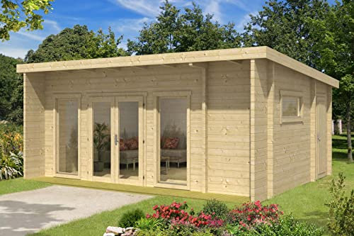 Alpholz Gartenhaus Carla-70 aus Massiv-Holz | Gerätehaus mit 70 mm Wandstärke | Garten Holzhaus inklusive Montagematerial | Geräteschuppen Größe: 598 x 478 cm | Pultdach