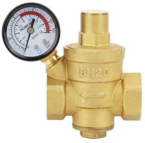 Druckminderventil Keenso DN20 3/4inch Messing Druckregler Wasser 3/4 '' Einstellbare Wasserdruckregler Ventilgewinde mit Manometer