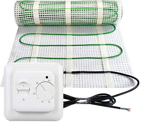 Elektrische Fußbodenheizung 200Watt je m² Thermostat analog Elektrisch TWIN Technologie JWS verschiedene Größen, Größe (m²):1.5 m²