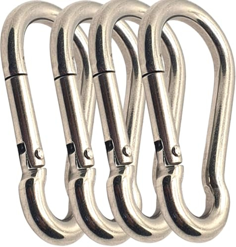 Spring Snap Hook 316 Marine Grade Stainless Steel Carabiner Clip – Heavy Duty Locking Snap for Camping, Fishing, Traveling, Home & Outdoor Use – NOT FOR CLIMBING