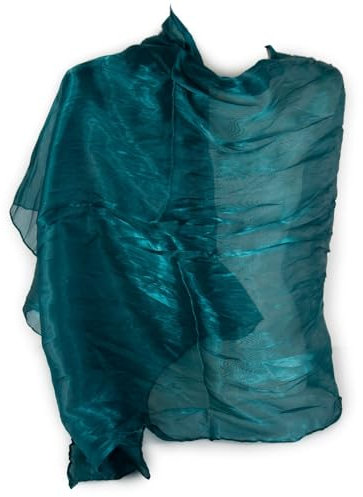Stola cerimonia organza coprispalle elegante leggero scialle sciarpa foulard da donna x ragazza fular matrimonio per abito da sera giorno sposa damigelle primavera estate 2026 Verde petrolio