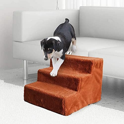 NAMSAN Scaletta per Cani e Gatti, Facile da Montare, con Rivestimento in Peluche Lavabile, per Divano e Letto, 42 x 40 x 31cm