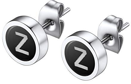 PROSTEEL klassische Buchstabe Z Ohrringe Edelstahl Initale Runde Ohrstecker kleine Alphabet Ohr Piercing Damen Mädchen Stud Earrings Accessoire Ohr Schmuck für Geburtstag Party