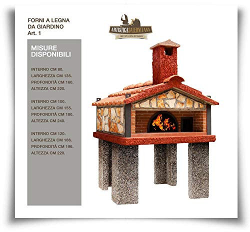 Forno a Legna Napoletano Pizza da Giardino per Esterno coibendato Professionale (Diametro Interno 100 cm, Articolo 1)
