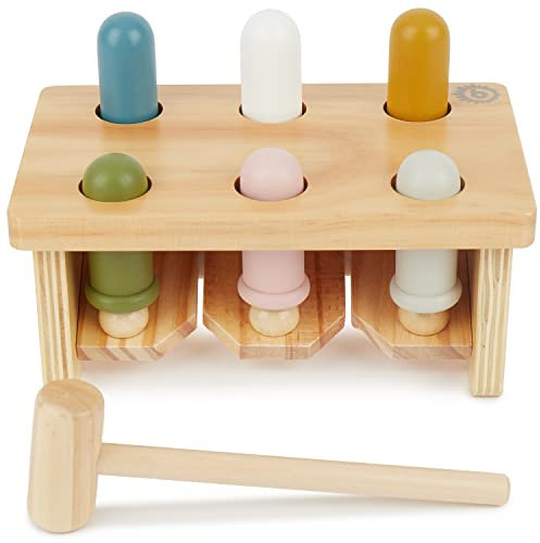 BIECO Banc de Frappe dès 1 an | Jouets d'activité et de Développement | Jeu Bebe 1 an | Jeu Enfant 1 an | Cadeau Bebe 1 an Jeu Marteau et Clou Enfant Jouet Éducatif Bois Jouet Enfant 1 an Jeux