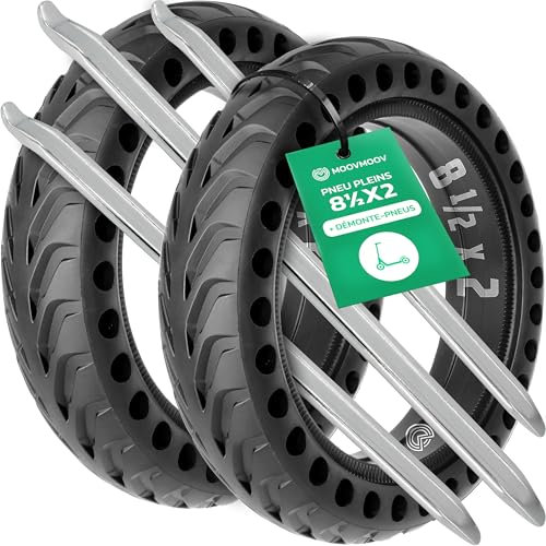 MOOVMOOV - KIT Pneus pleins Increvables MPK85 pour Trottinette électrique - Compatible Xiaomi (M365 - Pro - Mi 3 - Etc) | Wispeed - Pneus Anti crevaison 8,5 pouces (8 ½ x2)