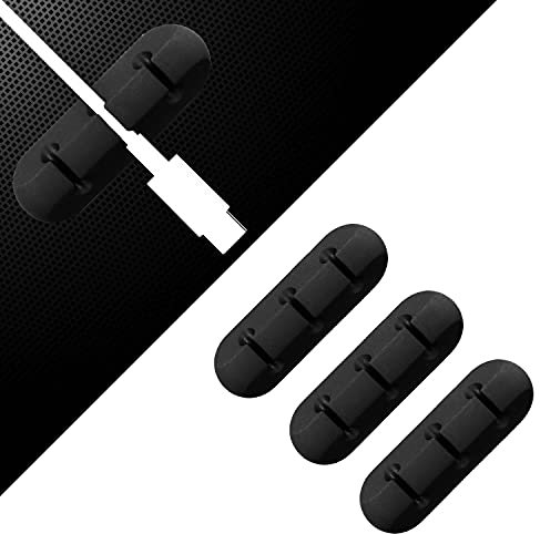 Kabelclips Kabelhalter | 333-SLOT 3pcs. | Premium Kabel Organizer Set schwarz | Selbstklebend (3M) | Kabelführung Organizer Ladekabel Halter Clip für Handy Schreibtisch Nachttisch Wand Auto uvm.