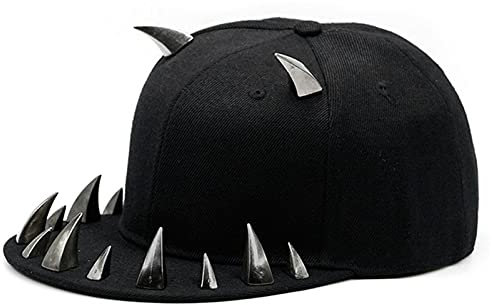 UKKD Baseball Cap Erwachsene Hip Hop Punk Rock Full Spike Nieten Nieten Snapback Caps Männer Bboy Cool Ald Peared Baseball-Hüte-Black Gun,56-60Cm