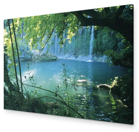 B&D XXL - Akustikbild Natur Bilder Akustikschaum Hochleistungsschallabsorber Schallschutz Leinwand 1 tlg Wandbild Raumakustik Schalldämmung Wasserfall tropische Landschaft