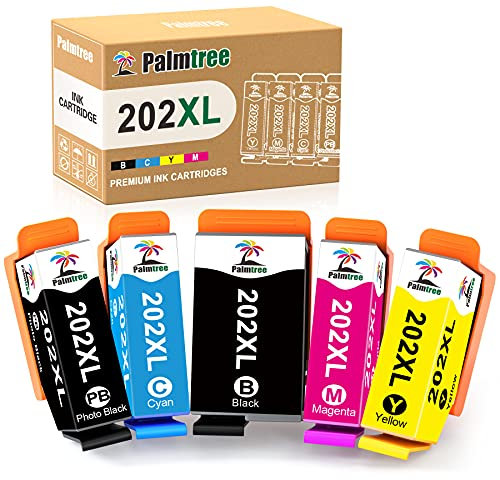 Palmtree 202XL Druckerpatronen Kompatible Ersatz für 202 202XL Multipack für Expression Premium XP-6100 XP-6000 XP-6105 XP-6001 XP-6005(1 Schwarz,1 Foto Schwarz, 1 Cyan, 1 Magenta,1 Gelb)