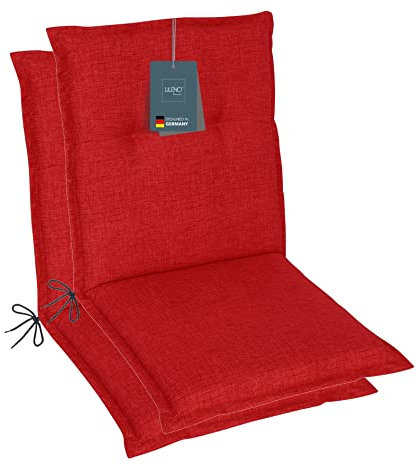 LILENO HOME Gartenstuhl Auflagen als [2er Set - Niedriglehner] in Rot - Bequeme Liegen als Sitzauflagen für Gartenmöbel - Stuhlkissen für Gartenstühle und Klappstühle