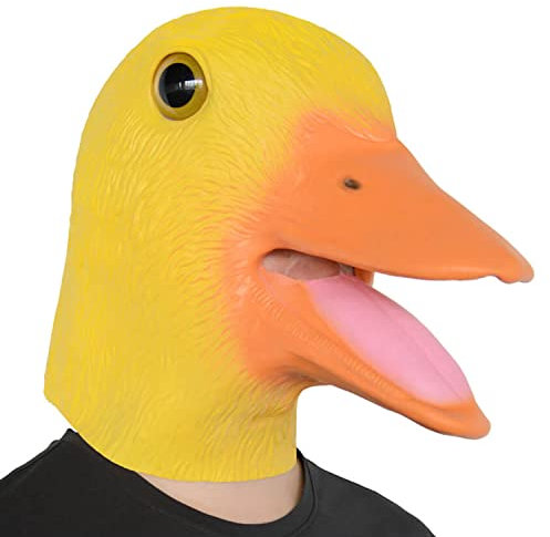 PARTYGEARS Halloween Gelb Entenmaske Latex Tier Vollkopf Maske für Erwachsene Party Cosplay Verkleidung Maske