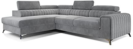 mb-moebel Ecksofa mit Schlaffunktion und Bettkasten | Couch für Wohnzimmer, Schlafsofa Sofagarnitur Sofa Eckcouch L-Form Wohnlandschaft mit Bettfunktion Olivier (RECHTS, MONOLITH84)