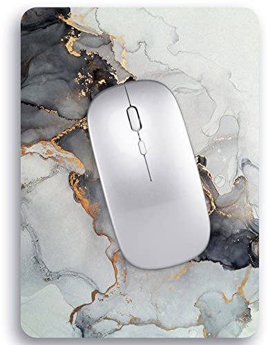 Audimi Small Mouse Mat 15x20 cm, Mini Mouse Pad for Wireless Mouse Travel Office Laptop Portable Grey Marble