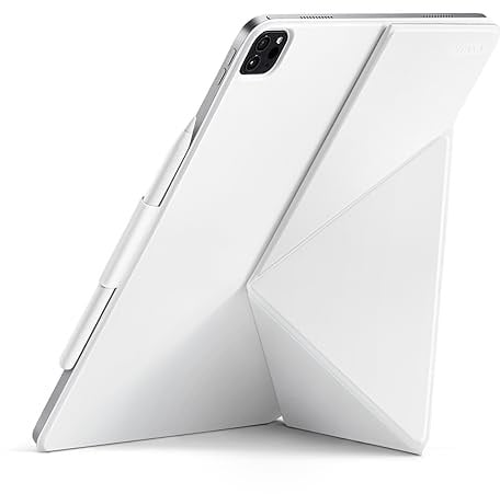 PITAKA MagEZ Folio 2 para iPad Pro 12.9, ligero, multipliegue con soporte magnético oculto para Apple Pencil (compatible con MagEZ Case 2/Pro para iPad Pro, color blanco
