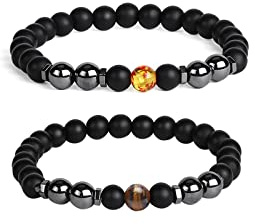 Bracelet de cheville anti-gonflement en obsidienne noire pour homme et femme - Drainage lymphatique - Bracelet de cheville en obsidienne noire - Bracelet de cheville anti-anxiété - Œil de tigre