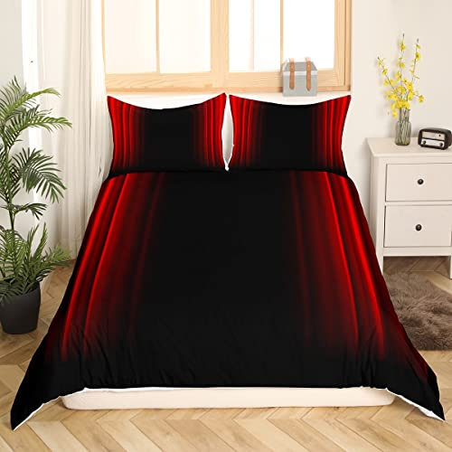 Abstrakte Geometrie Bettwäsche Jugendliche 135x200 Bettwäsche Rot und Schwarz Linie Drucken Bettwäsche Moderne Einfache Geometrische Bettbezug Set Jungs Männer Frauen Abstrakter Schatten Bettwäsche