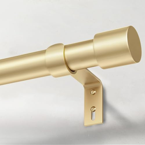 IFELS Heavy Duty Curtain Rods for Windows 66 to 120 Inch, 1 Inch Gold Curtain Rod Adjustable, Decorative Long Curtains Rods with Metal Finials, Easy Installation and Modern Design (A2,Gold,30-120)