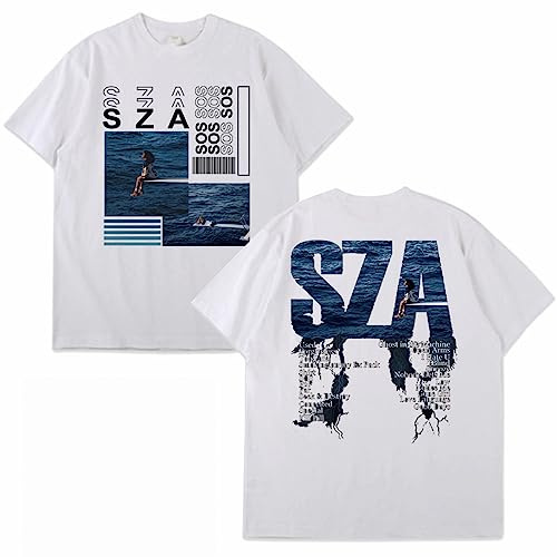 2023 Neue Musik Album SOS SZA Grafik Druck T-Shirt Männer Frauen Mode Vintage T-Shirts Hip Hop Harajuku T Shirt Tops White,XL