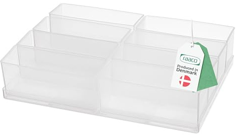 Raaco Einsatzkasten 55 8xA9-2, 8 Einsätze, Transparenter Sortierkasten | Tablett mit 8 Einsätzen, Transparenter Sortierkasten für Kleinteile, Sortierboxen, Schubladen & Kleinteileaufbewahrung, Modul