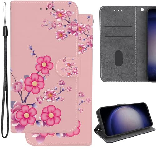 Ammeer Coque pour Nokia XR20, PU Cuir Flip Housse Étui Rabat Cover Case Portefeuille Support avec Porte-Cartes Pochettes Fermoir Magnétique - Fleur de Cerisier
