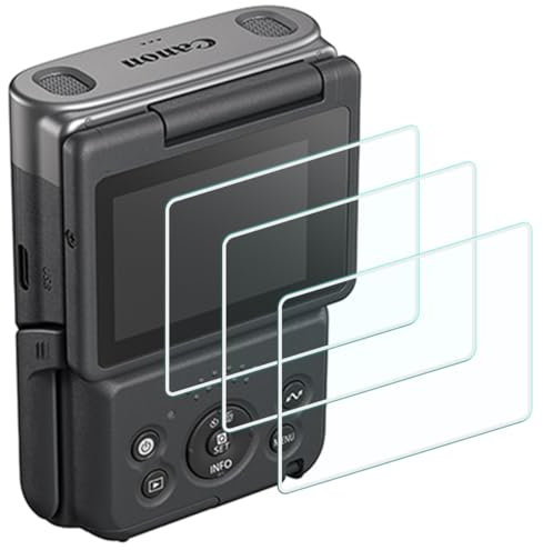HUIPUXIANG V10 Lot de 3 films protecteurs d'écran pour appareil photo Canon PowerShot V10 (pour accessoires), 0,3 mm, haute définition, dureté 9H, verre optique LCD
