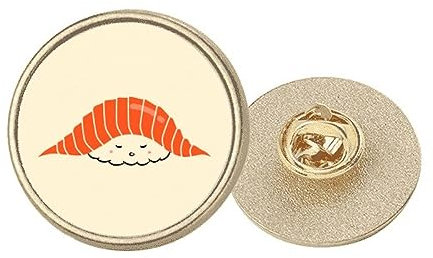 Broche ronde en métal doré avec boule de riz japonaise pour sushi Singmon, M, Métal