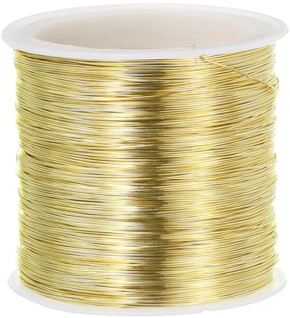PATIKIL 26 Gauge Jewelry Wire, 328 Feet/100M Pure Copper Jewelry Beading Wire Soft Metal Plant Stem Ties for Craft, Gold Tone (0.016)