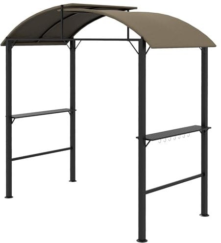 Outsunny Pavillon de Barbecue 1,1 x 2,3m BBQ avec Crochets, abri de Barbecue Pavillon de Jardin résistant aux intempéries avec Toit en Polyester, 2 étagères latérales, pour Grils jusqu'à 100 cm,