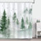 Bonhause Duschvorhang Nebliger Wald Berg Grüner Baum Natur Duschvorhänge 180 x 180 cm Anti-Schimmel Wasserdicht Polyester Stoff Waschbar Bad Vorhäng für Badzimmer mit 12 Haken